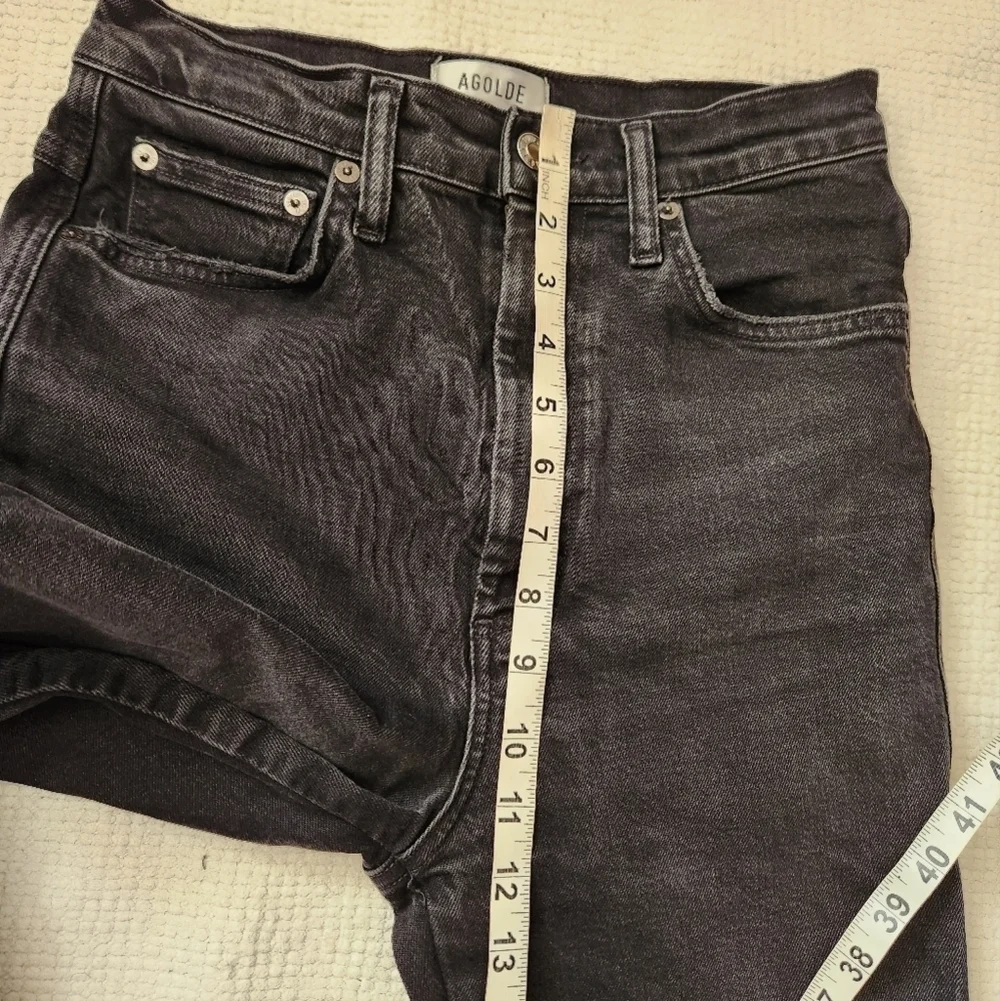 Agolde black/charcoal black organic cotton high-rise straight leg jeans sz 26